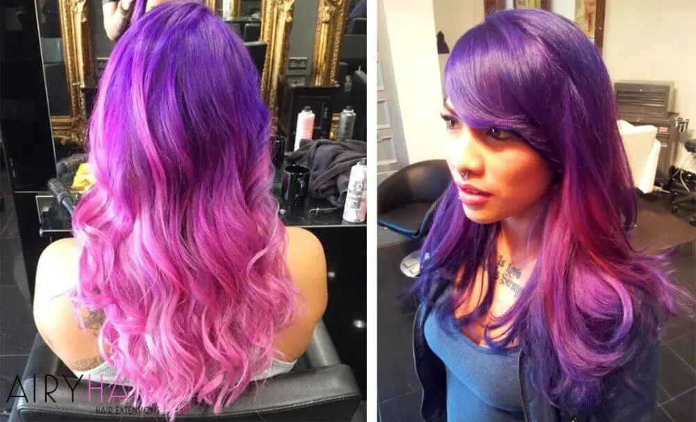 Purple pink hair extensions