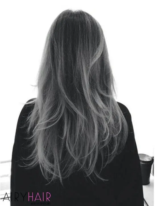 Black and grey ombre straight hair deals