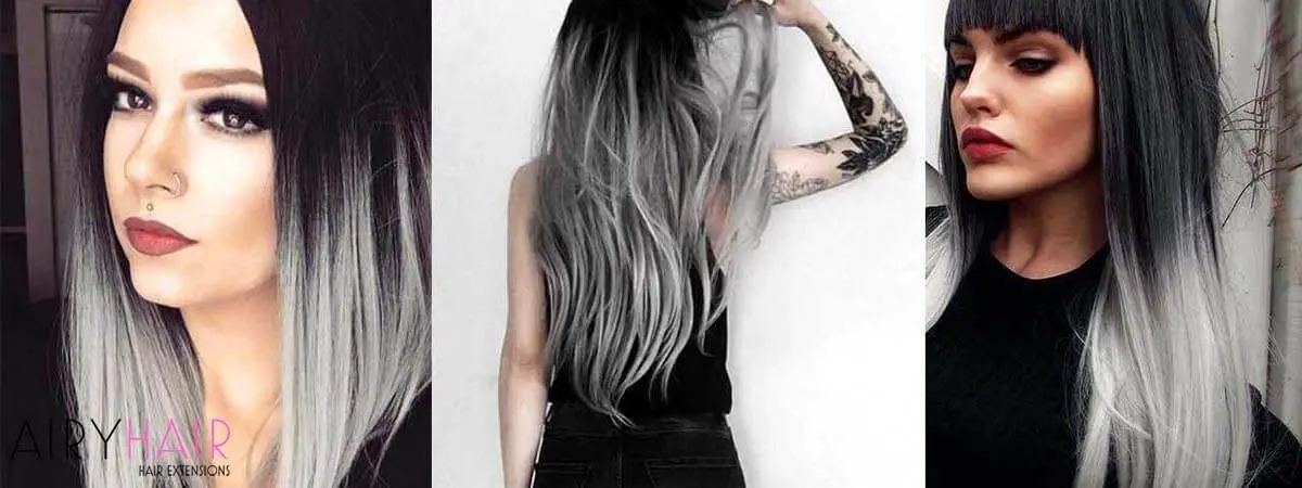 20+ Best Black and Grey Ombré Hair Extension Color Ideas