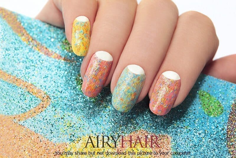 Creative multicoloured grains nail art design