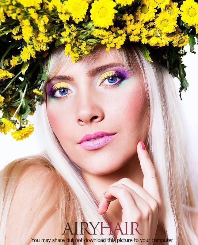 Platinum blonde with dandelions crown