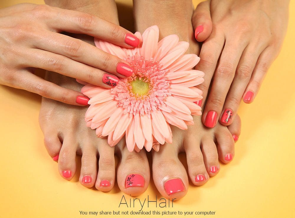 Red Manicure and Pedicure Combination