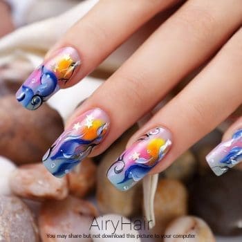 Manikiūras su žvaigždžių ornamentais