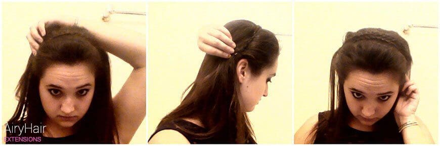 Take your braided strands and bobby pin them to behind the opposite ear