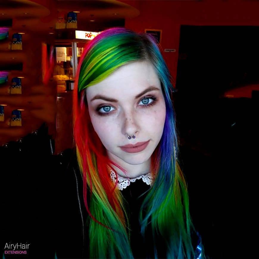 High contrast rainbow hairstyle