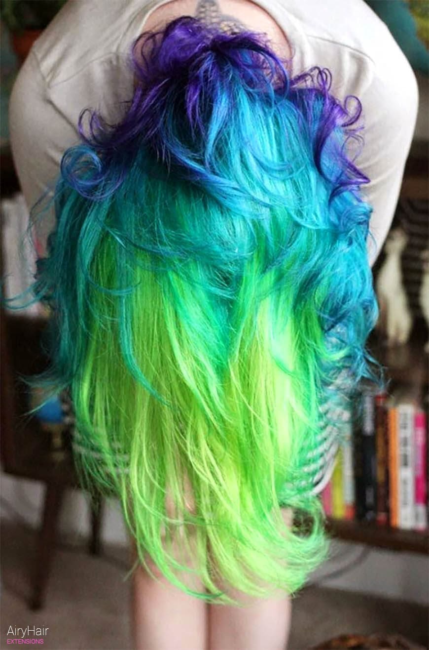 Mermaid like rainbow hairstyle