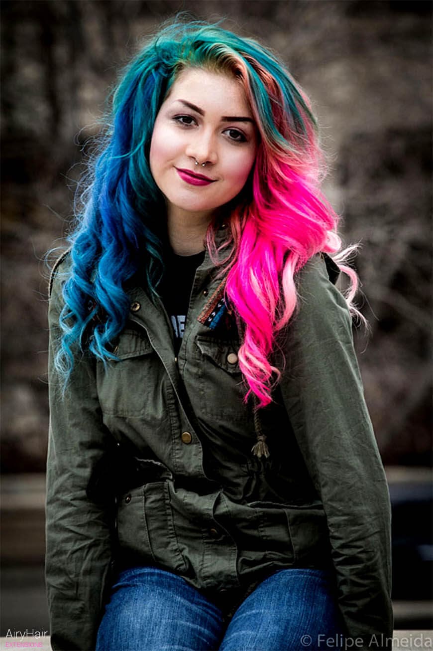 Pink and blue hairstyle ideas