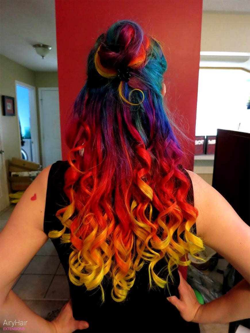 Super colorful rainbow hairstyle