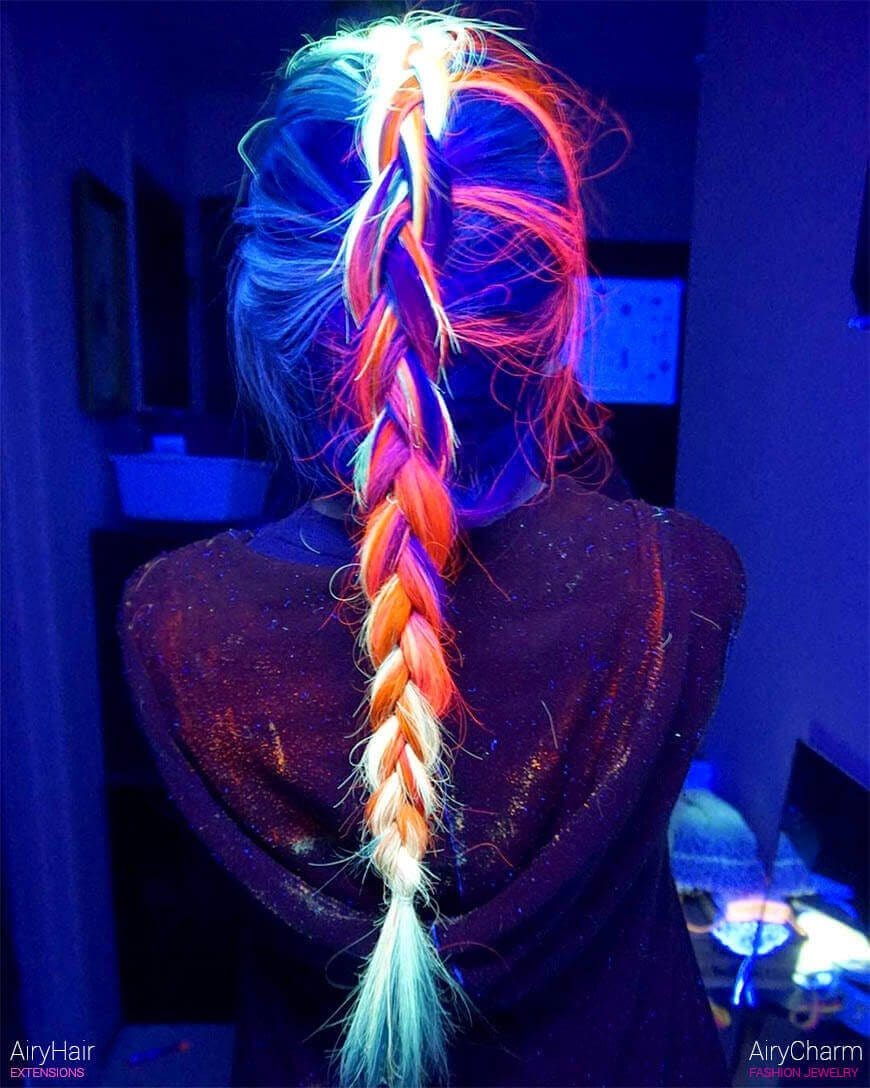 Amazing neon hairstyle braid