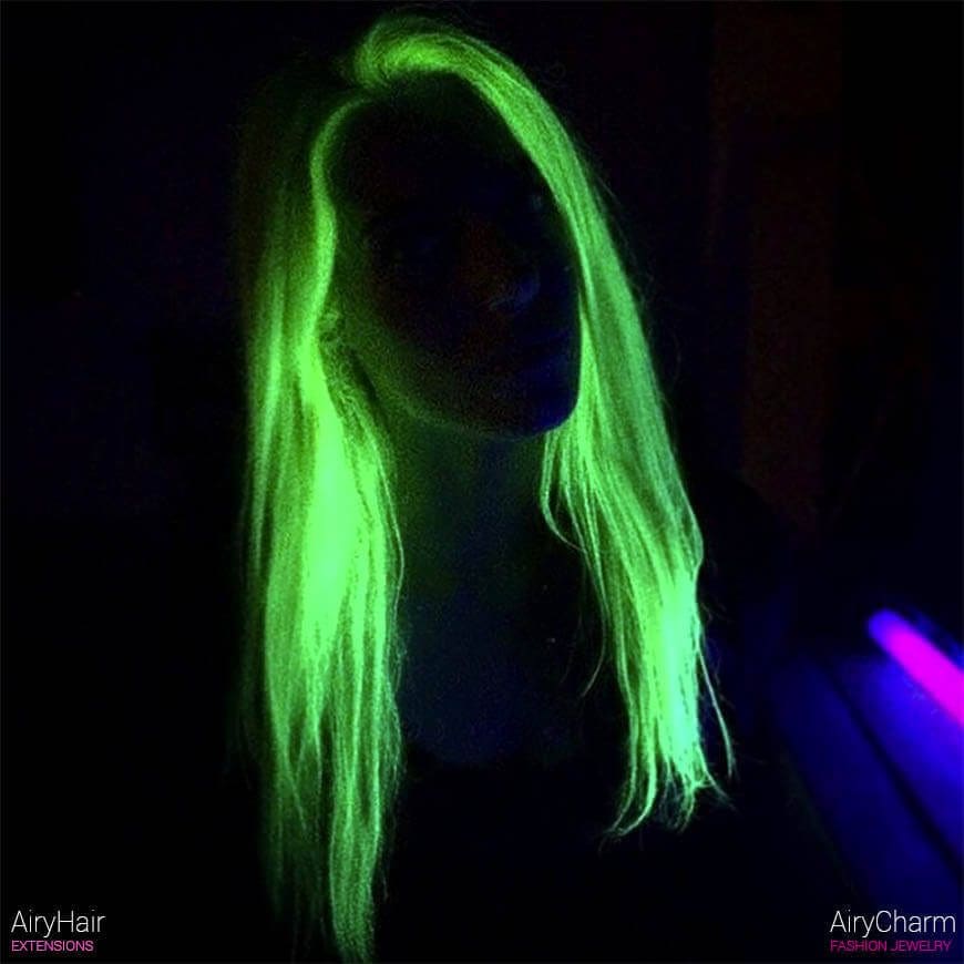 Green neon hairstyle