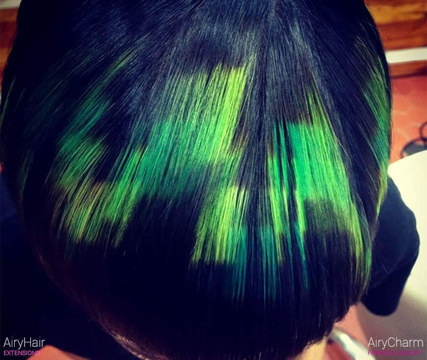 Green pixel art hair