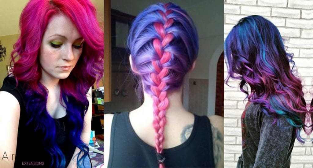 Blue and Pink Hair Extensions - wide 1