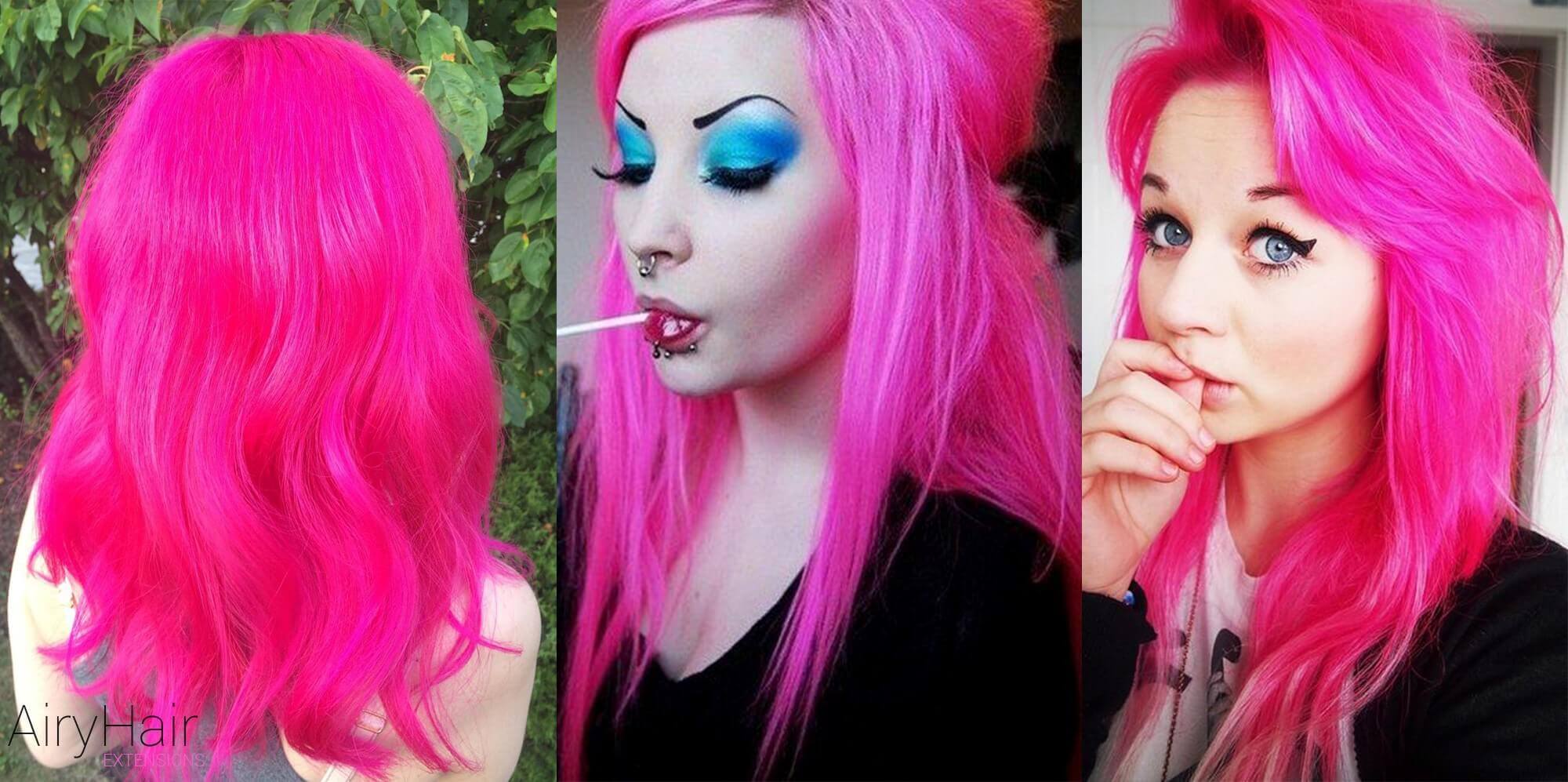 Hot pink hair extensions