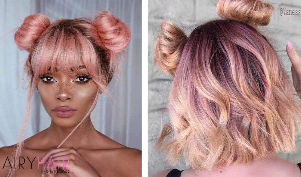 Pastel pink copper hair extensions