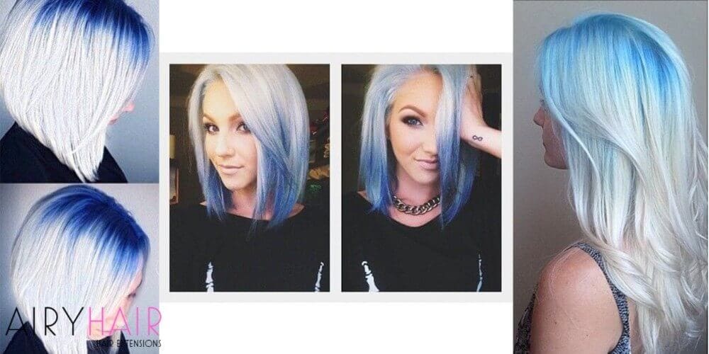 White blue hair extensions