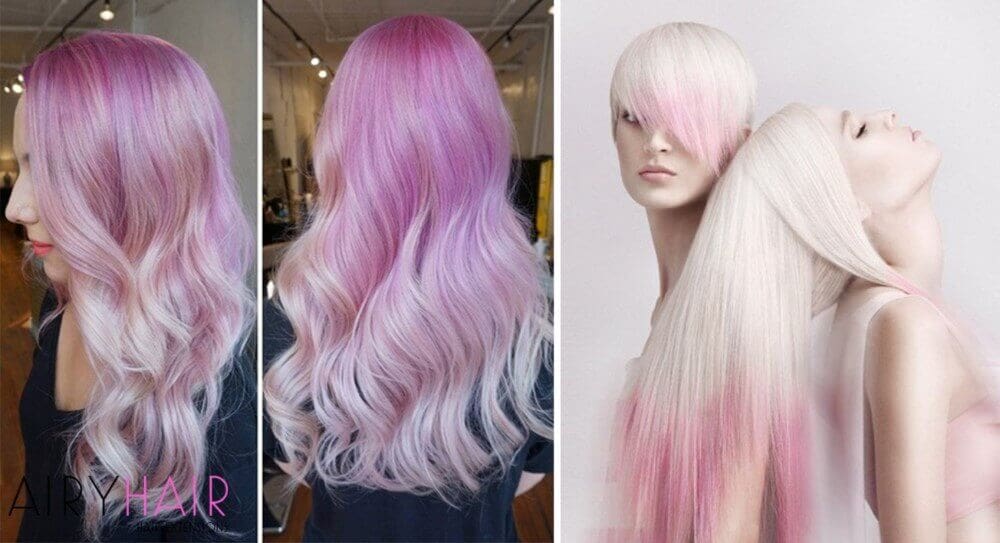 White pastel pink hair extensions