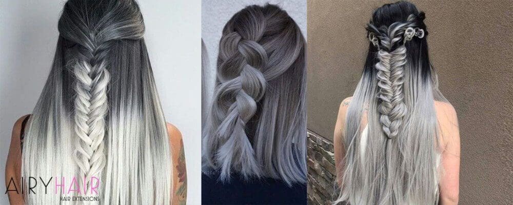 Black And Silver Ombre With Braids