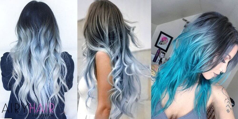 blue gray hair extensions