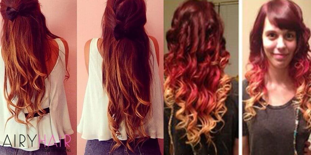 Red pink copper hair extensions