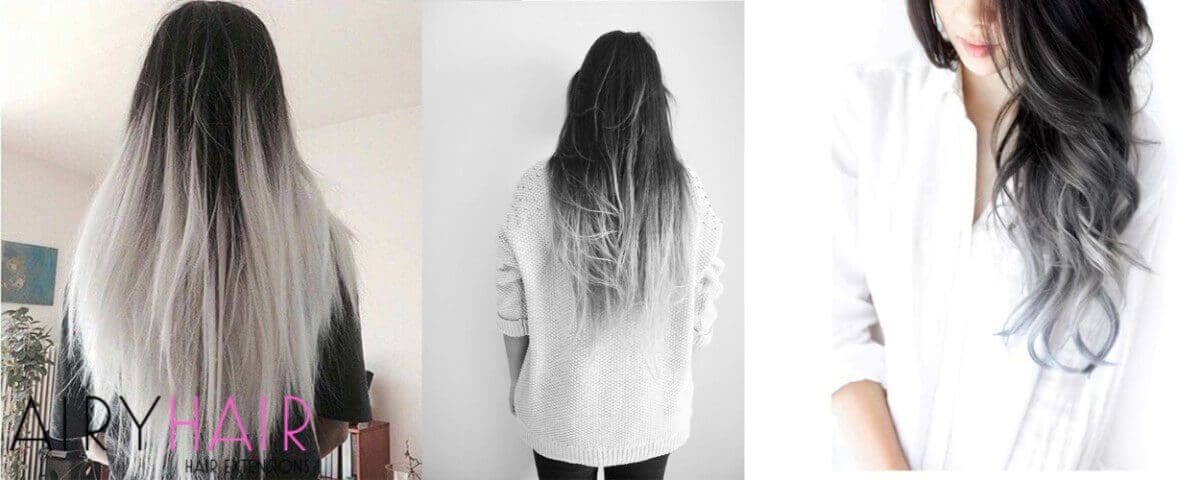 White and Black Ombre Extensions