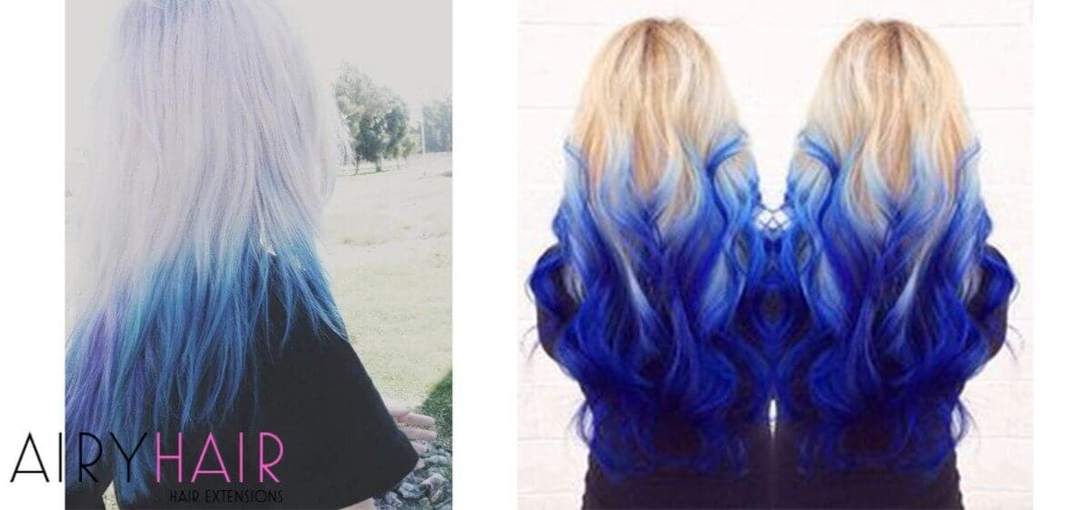 White and Blue Ombre Extensions