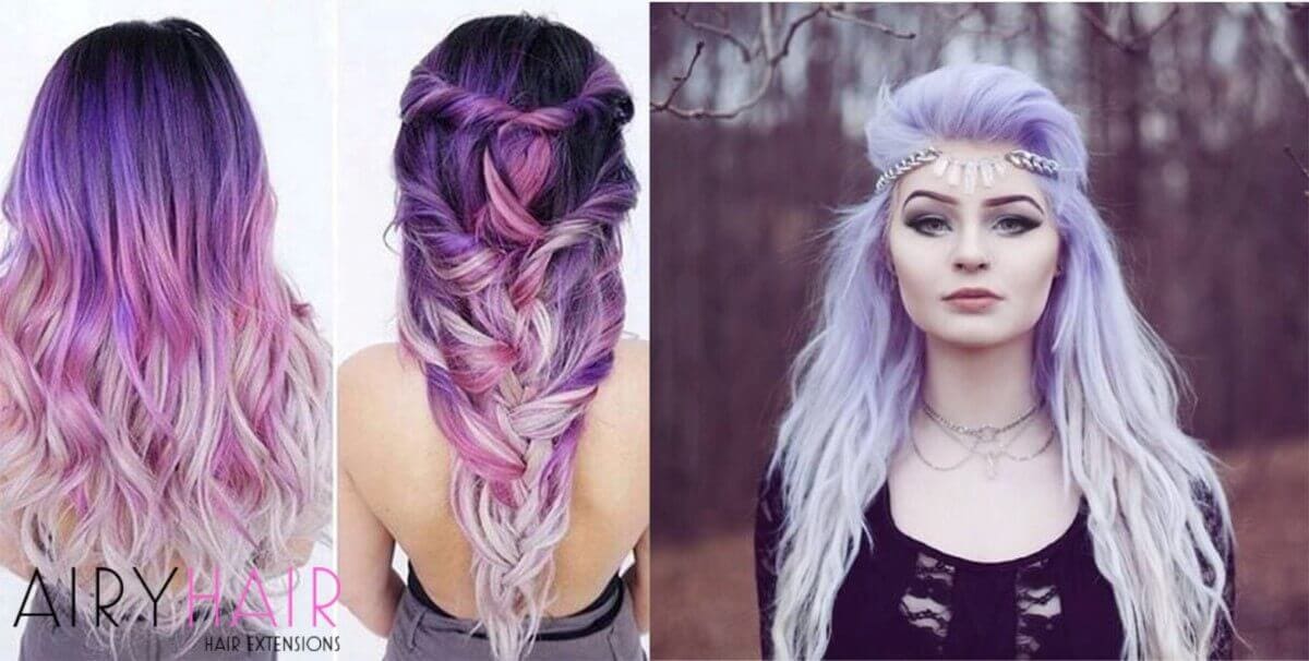 White and Purple Ombre Extensions