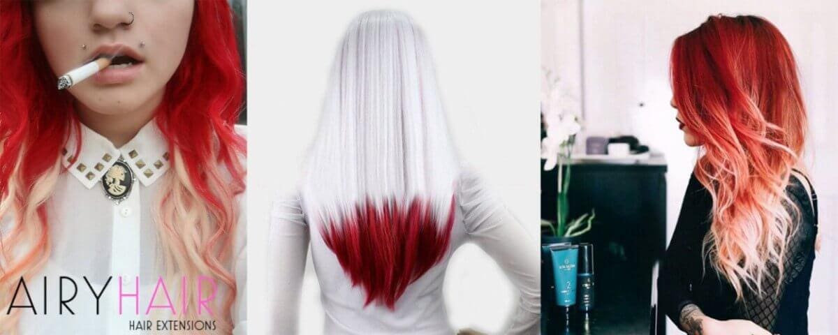 White and Red Ombre Extensions