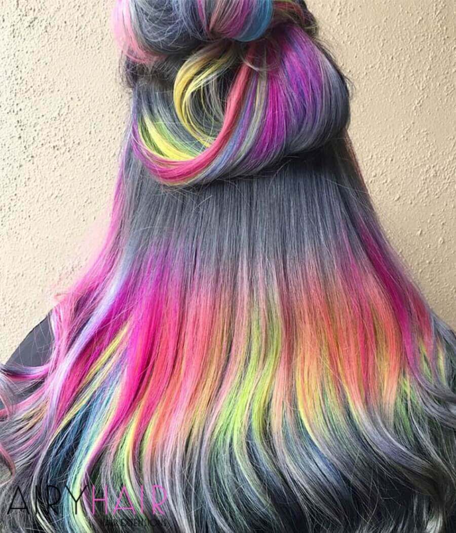 Vertical Streaks of Color on Grey Hair