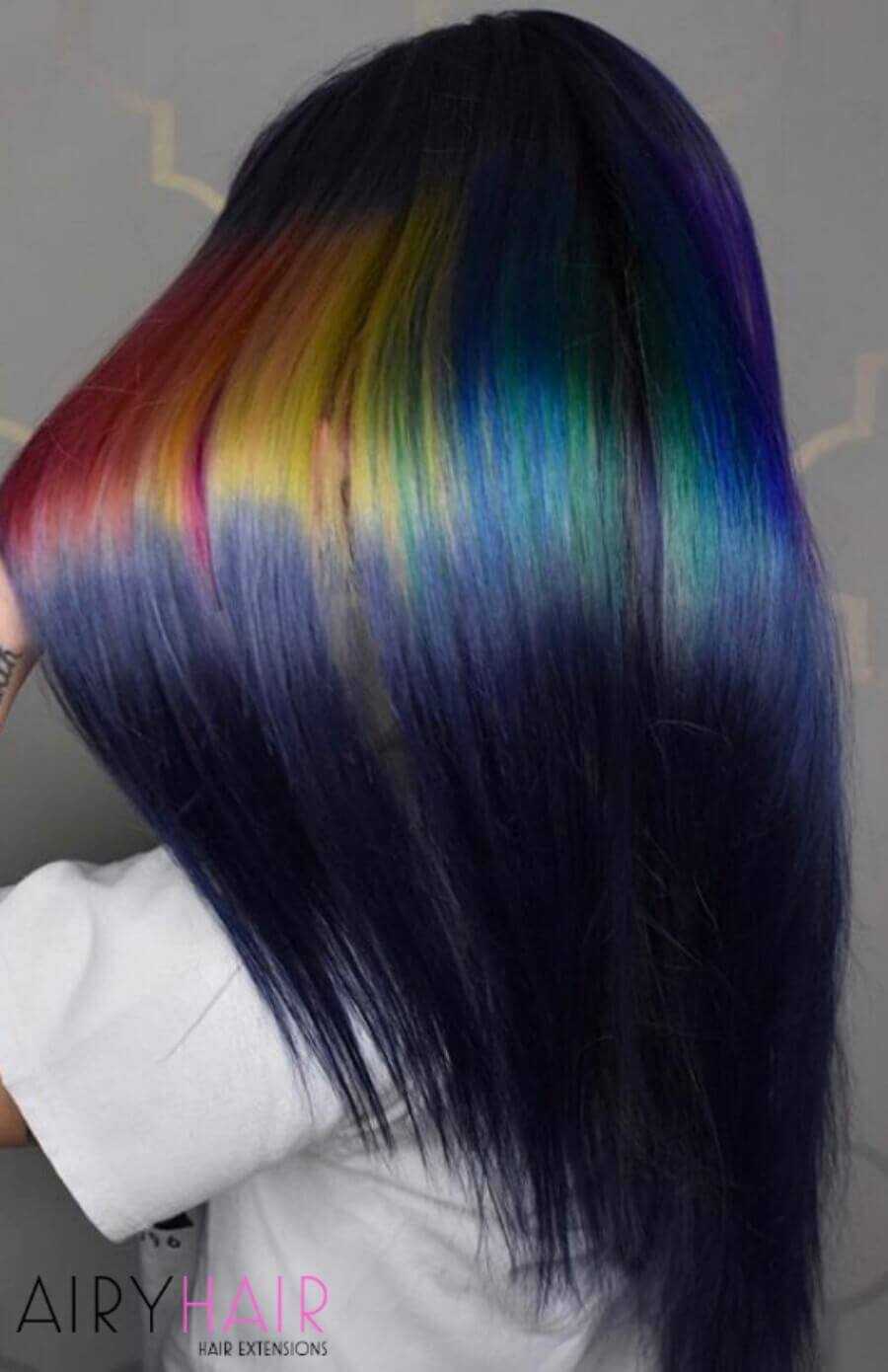 Vertical Rainbow on Dark Hair