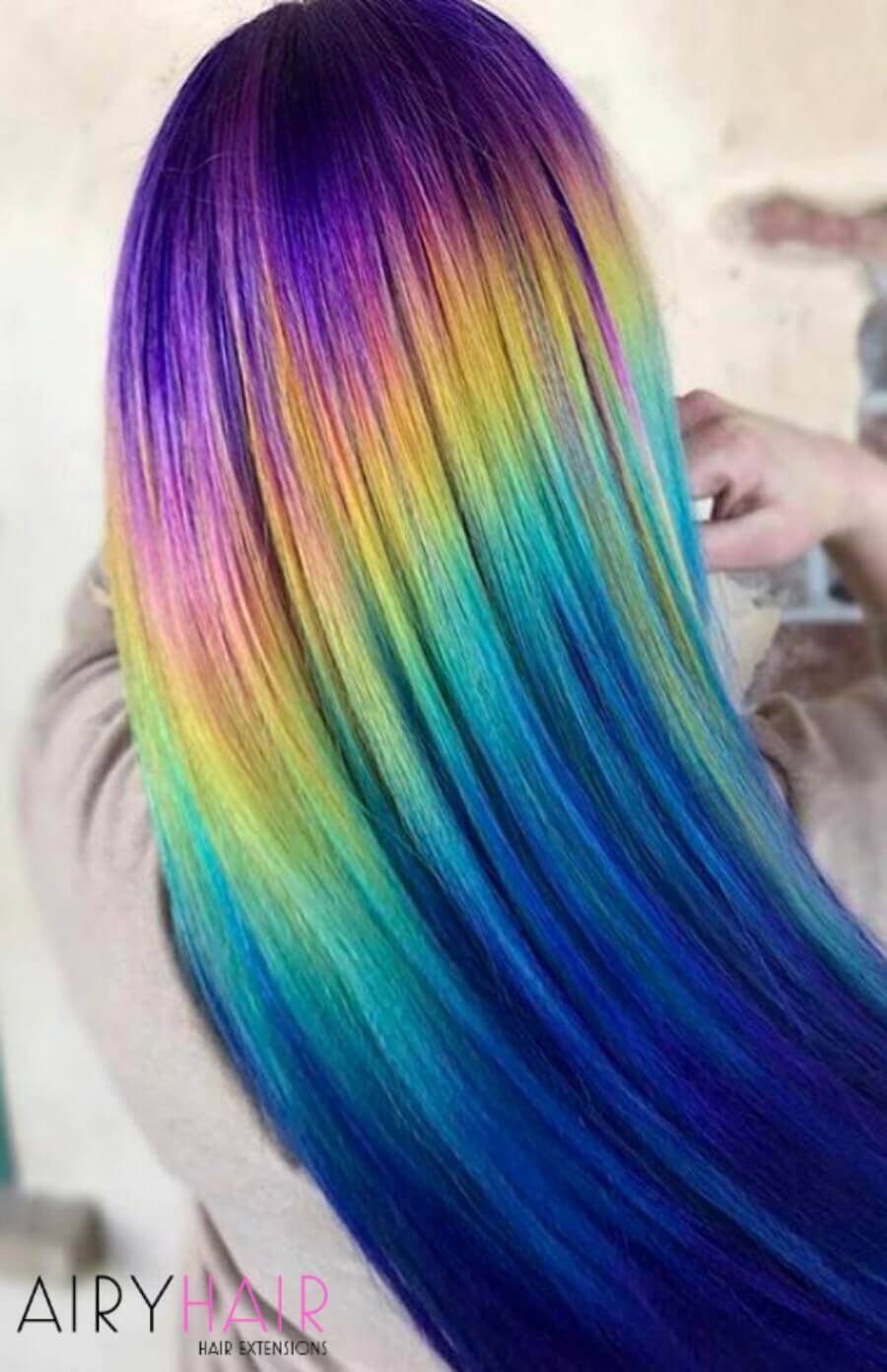 Purple, Yellow, Turquoise, And Blue Rainbow