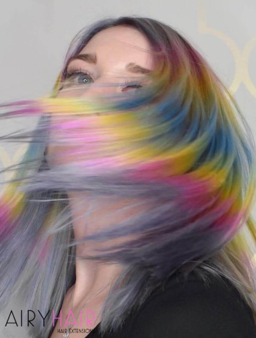 Rainbow Shine Line on Grey Hair