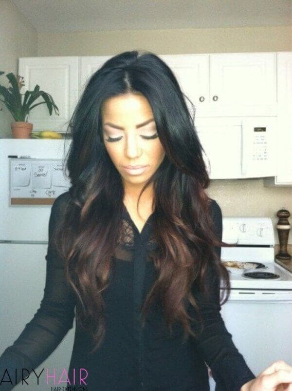 black hair with light brown ombre straight hair