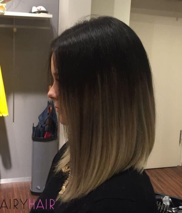 black hair with light brown ombre straight hair