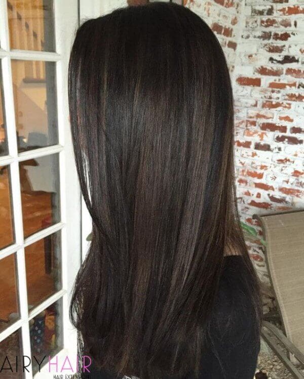 black hair with light brown ombre straight hair