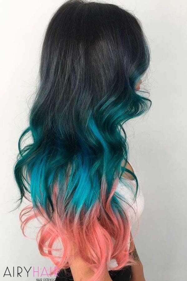 Turquoise and rose pink pastel