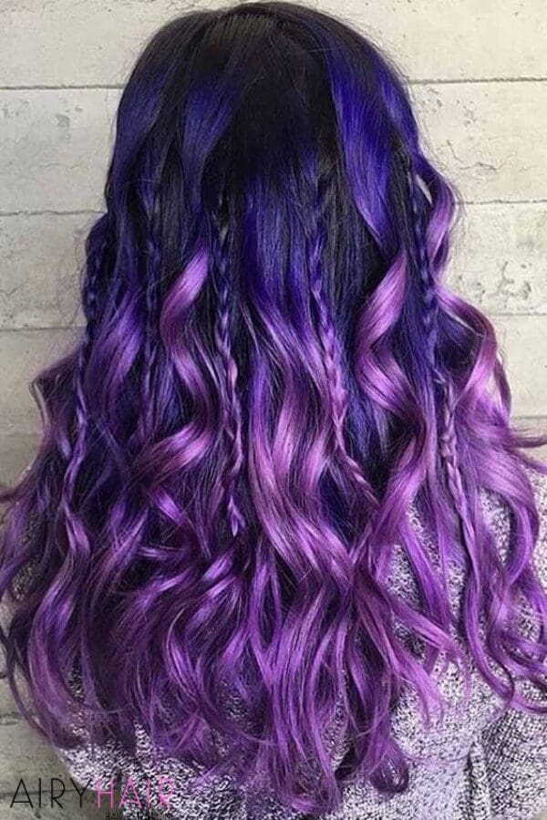 Blue and purple in flowy locks