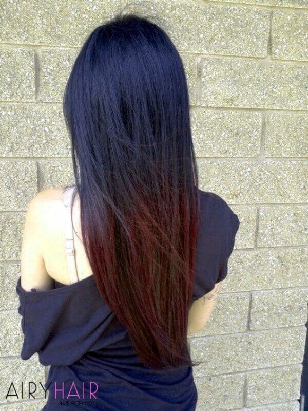Black and red color hairstyle