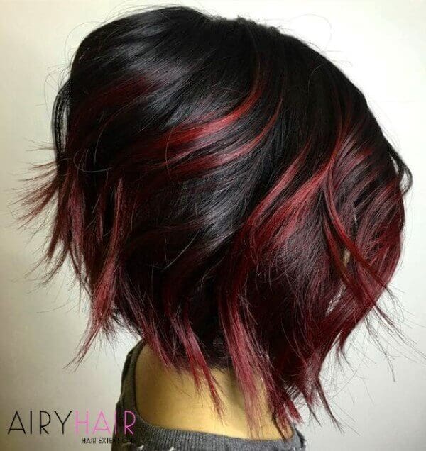 Black and red blunt bob cut