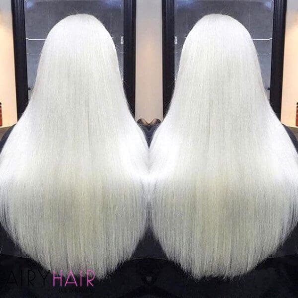 Pure white hair extensions