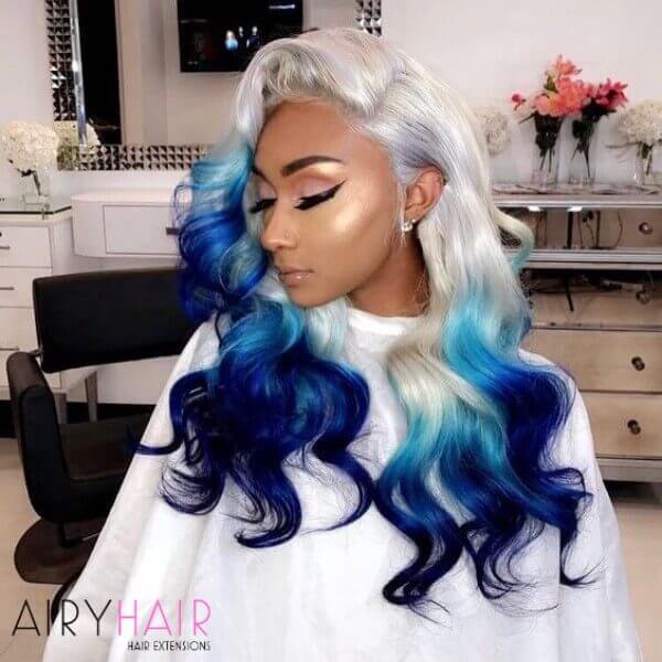 White and dark blue ombre