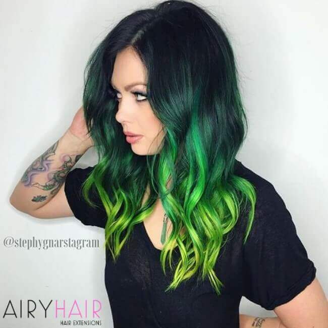 Green and yellow neon ombre