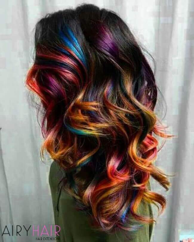 Rainbow ombre hair color