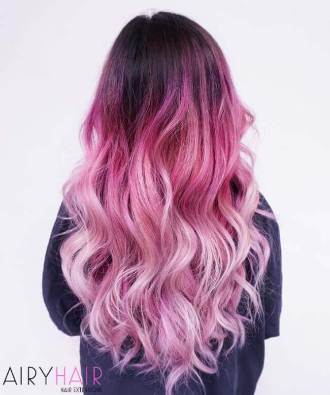 Black to pink and pastel pink hair