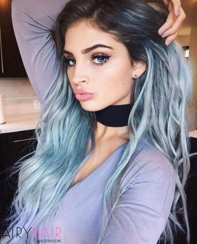 Black and pastel blue ombre