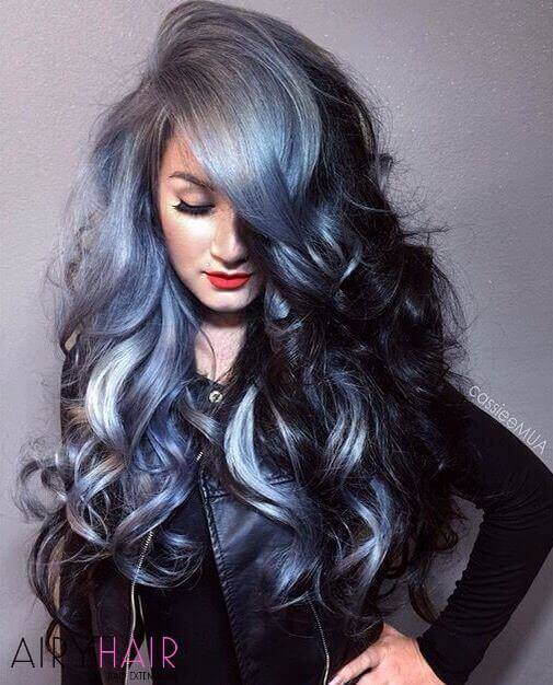 Grey side-bangs ombre