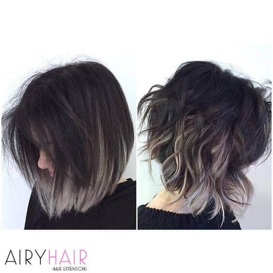 Short hair black, gray ombre