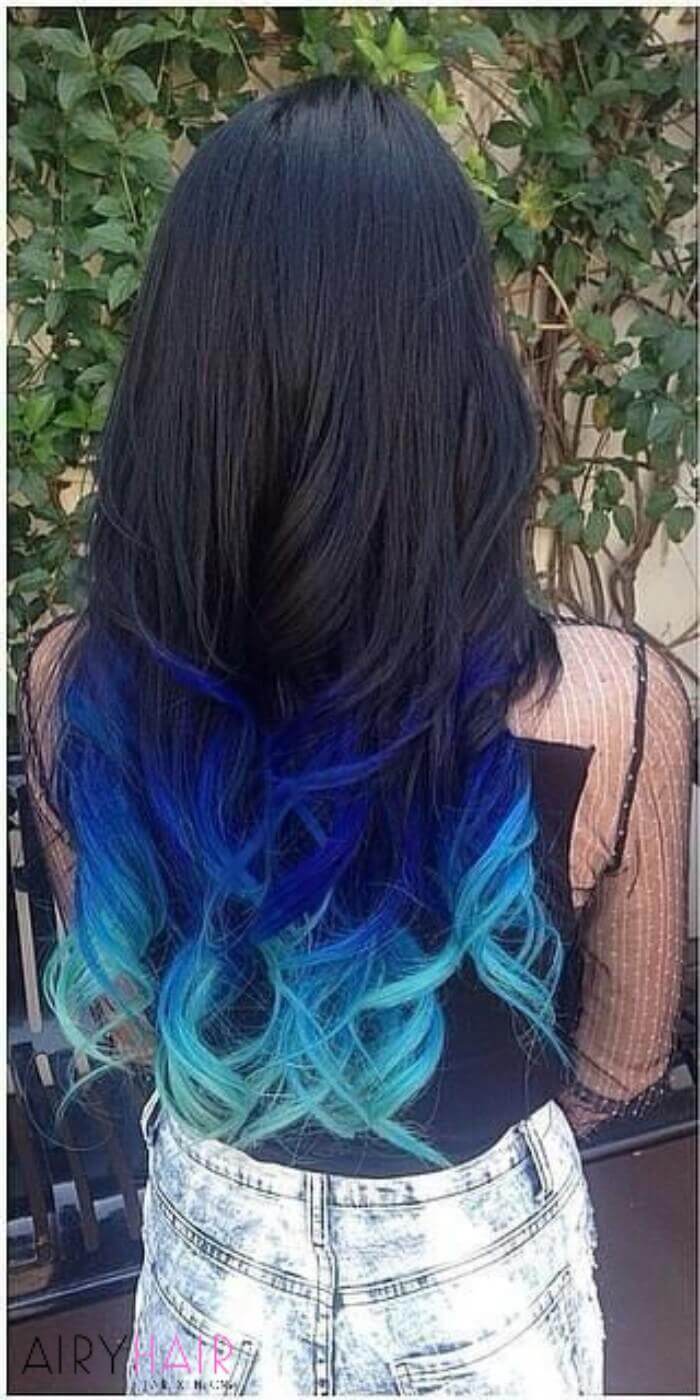 Black, blue, and pastel blue hairstyle