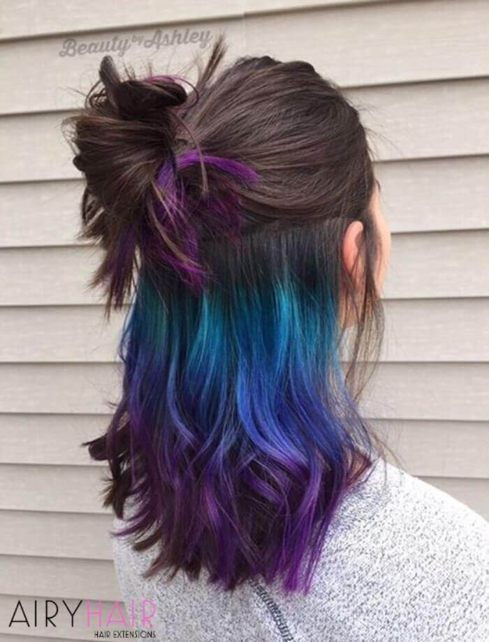 Hidden colorful ombre hairstyle