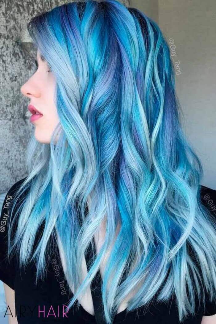 Balayage pastel blue hairstyle