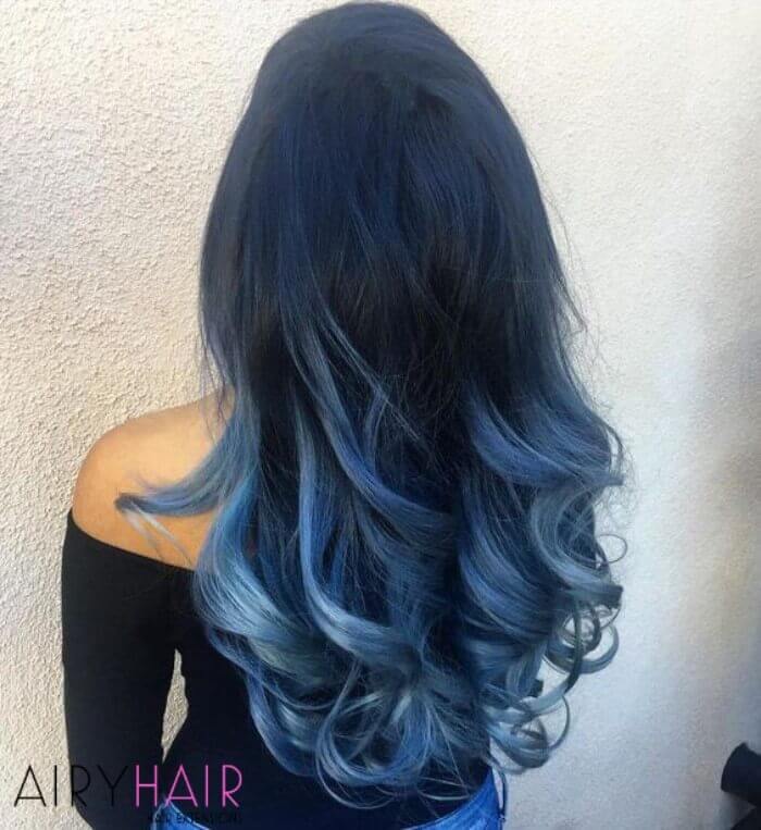 Black to pastel blue ombre